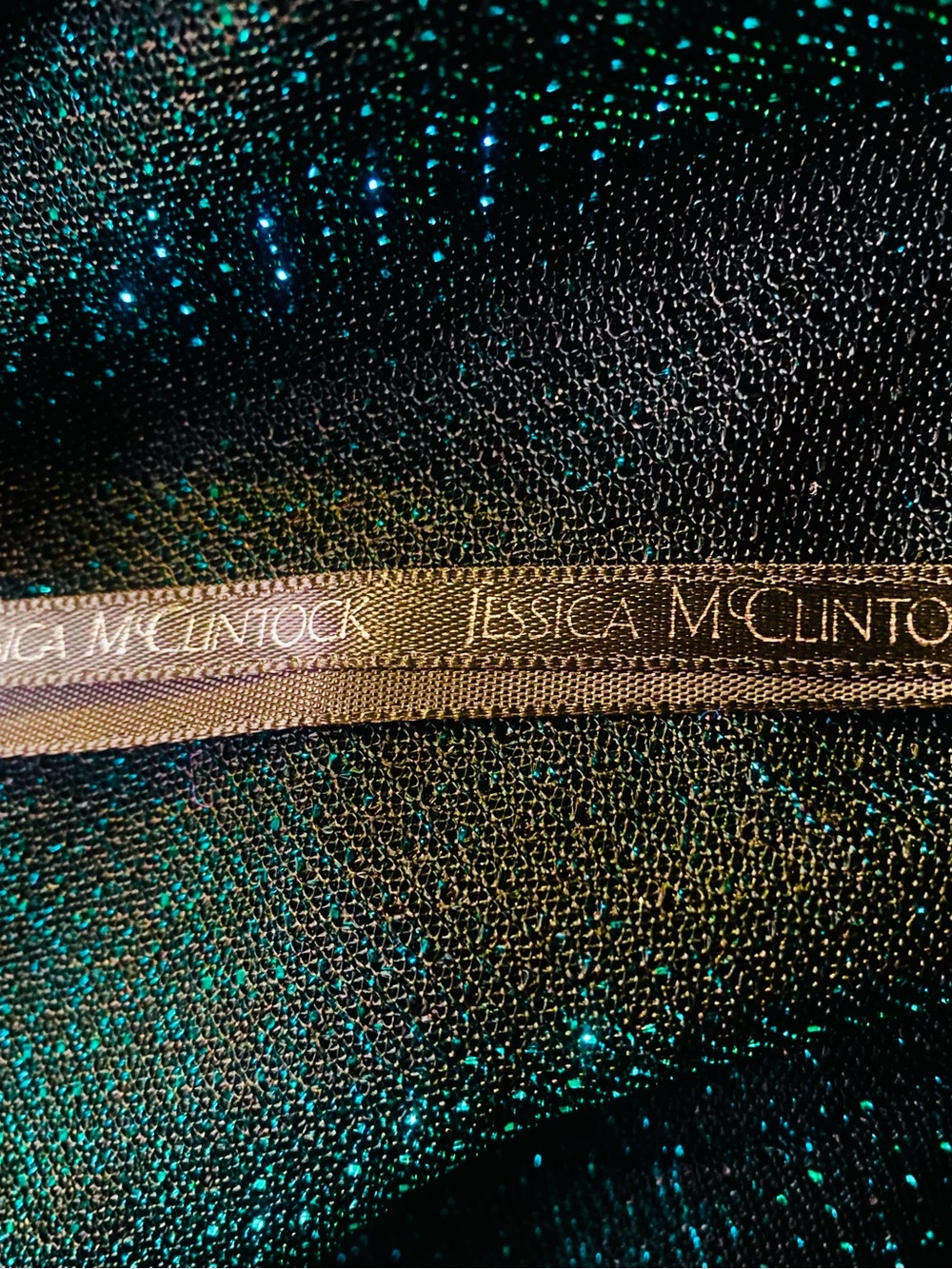 Scott / Jessica McClintock Vintage Metallic & Rhinestone Designer Dress Size 10 - Picture 10 of 12